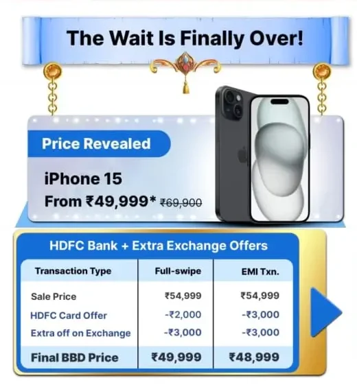 Flipkart Big Billion Days iPhone 15 